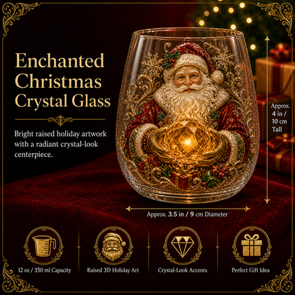 🎄✨ Enchanted Christmas Crystal Glass Art Cup | Bright Raised 3D Holiday Glassware for Whiskey, Festive Décor & Magical Gifts 🎁