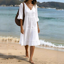 🌸 2026 Women’s Airy Cotton Tie-Waist Dress – Breathable A-Line Half Sleeve Dress for Spring & Summer