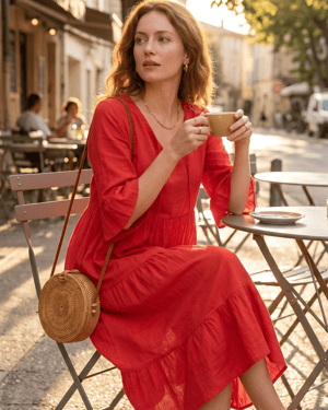 🌸 2026 Women’s Airy Cotton Tie-Waist Dress – Breathable A-Line Half Sleeve Dress for Spring & Summer