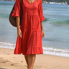 🌸 2026 Women’s Airy Cotton Tie-Waist Dress – Breathable A-Line Half Sleeve Dress for Spring & Summer