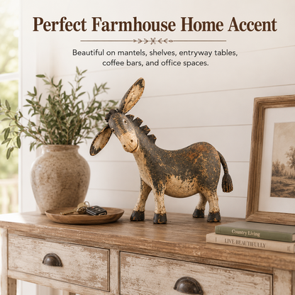 Rustic Donkey Figurine for Farmhouse Decor