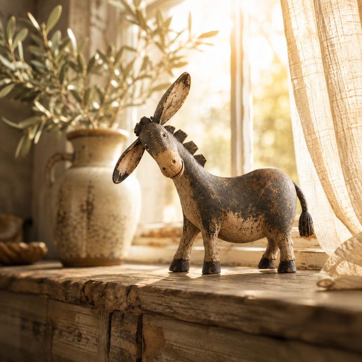 Rustic Donkey Figurine for Farmhouse Decor