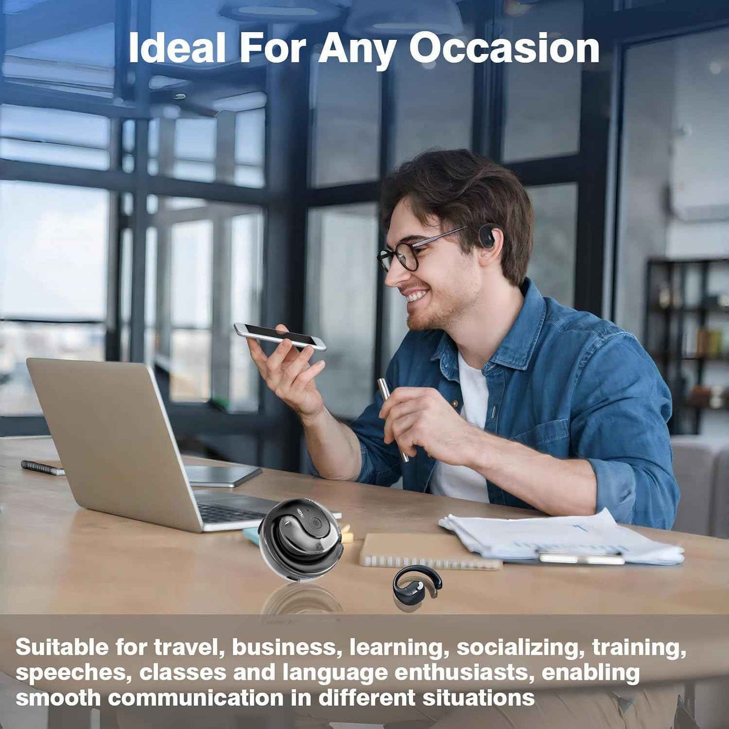 ⏰63% OFF 🎧 Wireless Translator Earbuds – Smart Real-Time Language Assistant 🌍