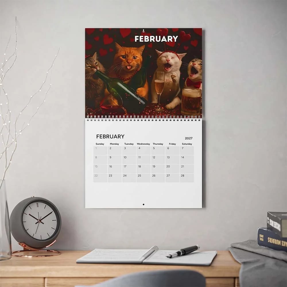 Drunk Cats 2027 Calendar presented as a humorous gift for adult cat lovers
