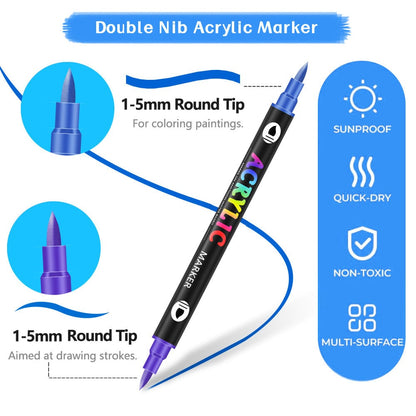 🔥 Hot Sale 50% OFF | 🎨 Dual Tip Acrylic Paint Markers | Vibrant Colors for DIY, Art & Crafts