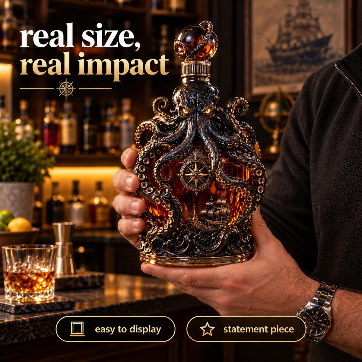 Dark Abyss Kraken Decanter – Sculpted Collector Bottle for Home Bar & Gifting(✨Buy 2 Free Shipping)