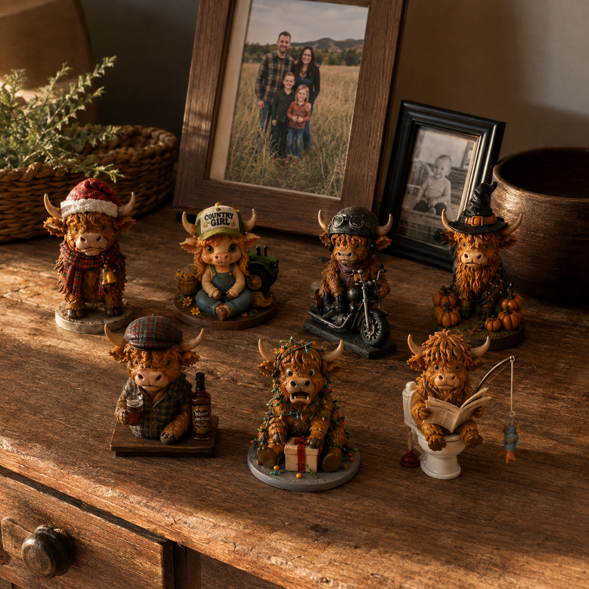 Highland cow Christmas collection lifestyle display