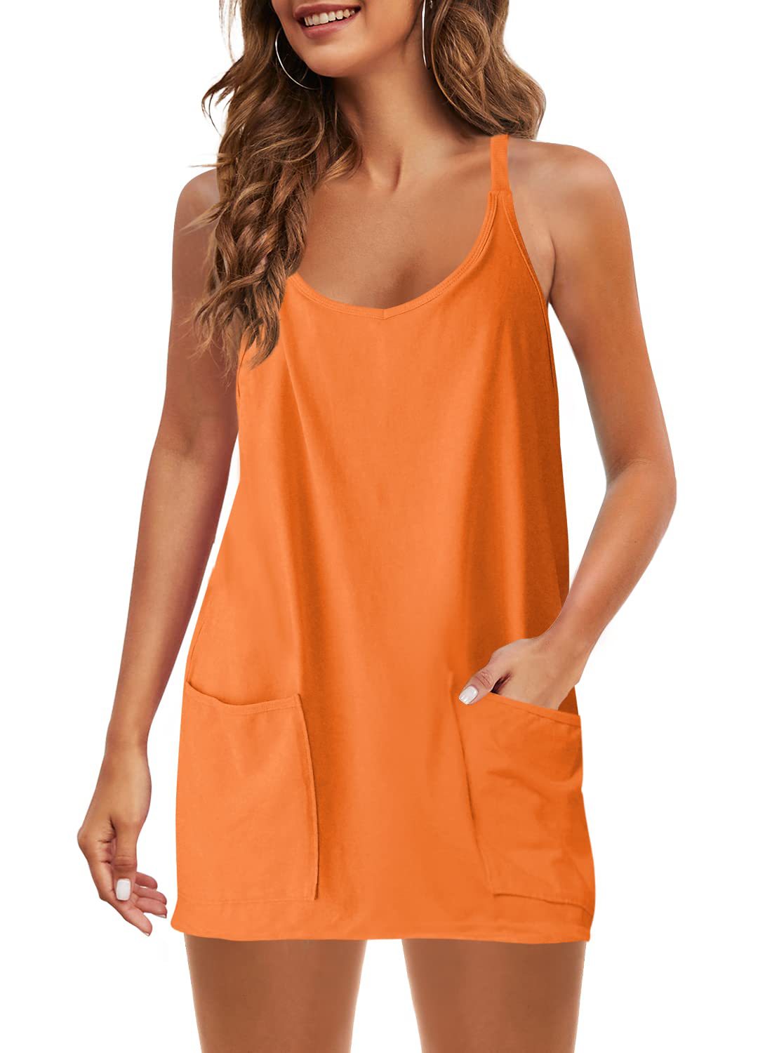 🔥Women's Sleeveless Sports Dress - Athletic V-Neck Spaghetti Strap Mini Sundress
