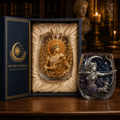 ⚡ Mythic Pantheon 3D Glass Collection – Raised Greek Gods Art Cup, Collectible Mythology Drinkware & Legendary Gift