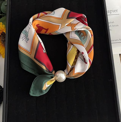 🔥HOT SALE🔥 Pearl Buckle Closure Printed Scarf