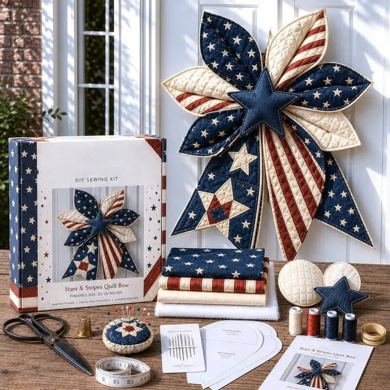 🎁Last Day 50% OFF- Large Patchwork Bow Sewing Kit (Beginner-Friendly)