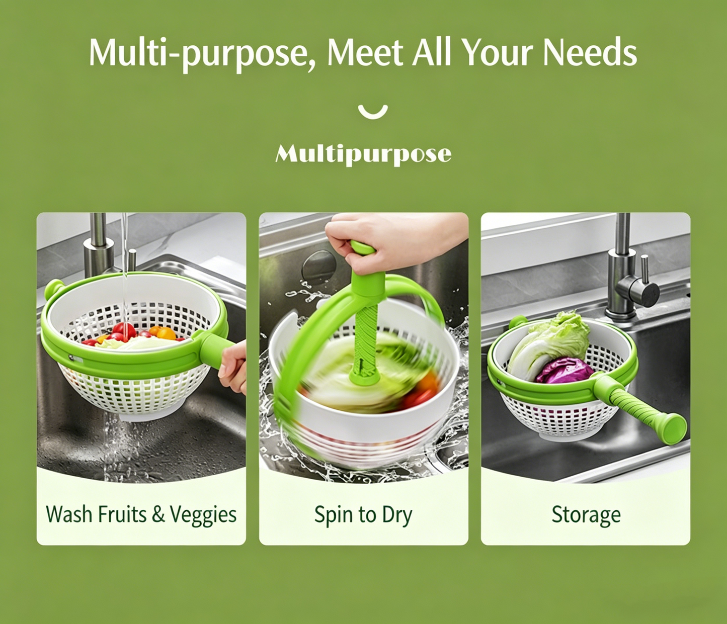 🔥 New Best Seller 🥗 Salad Spinner & Veg Dryer – 360° Fast Spin, Crisp Fresh Results 💧✨
