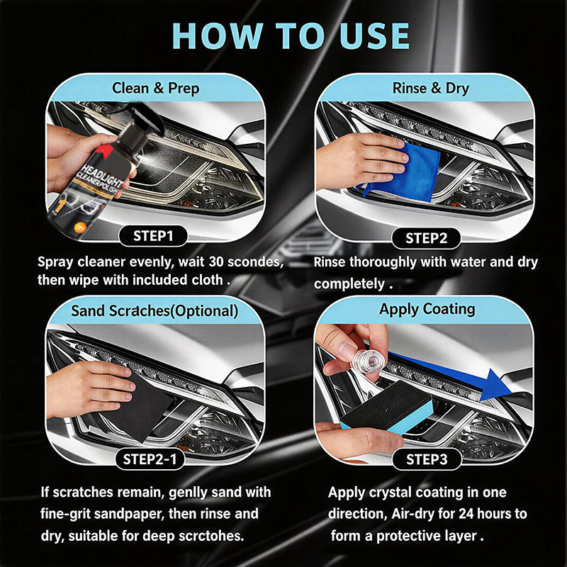 🚗 Car Headlight Restoration Kit for Yellowing & Oxidation ✨