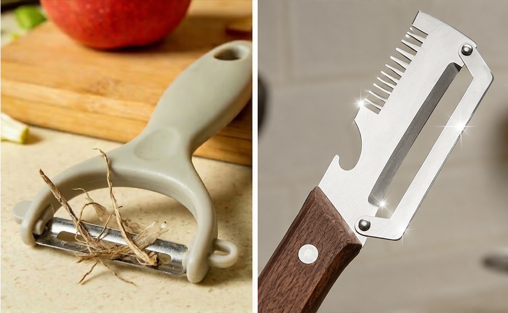 🔪Wooden-Handled Vegetable & Fruit Peeler🥕 - Stainless Steel Blade with Built-In Bottle Opener