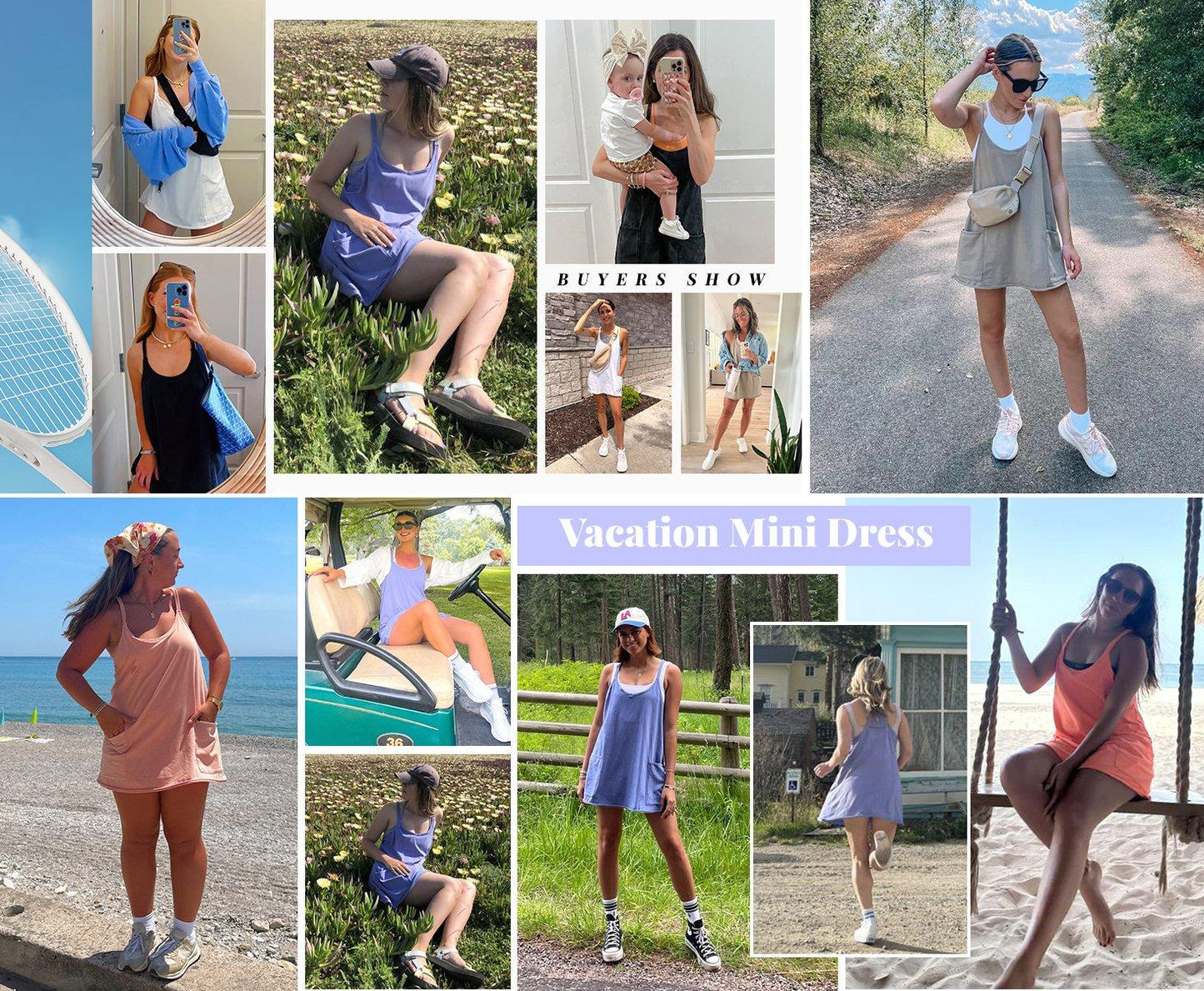 🔥Women's Sleeveless Sports Dress - Athletic V-Neck Spaghetti Strap Mini Sundress
