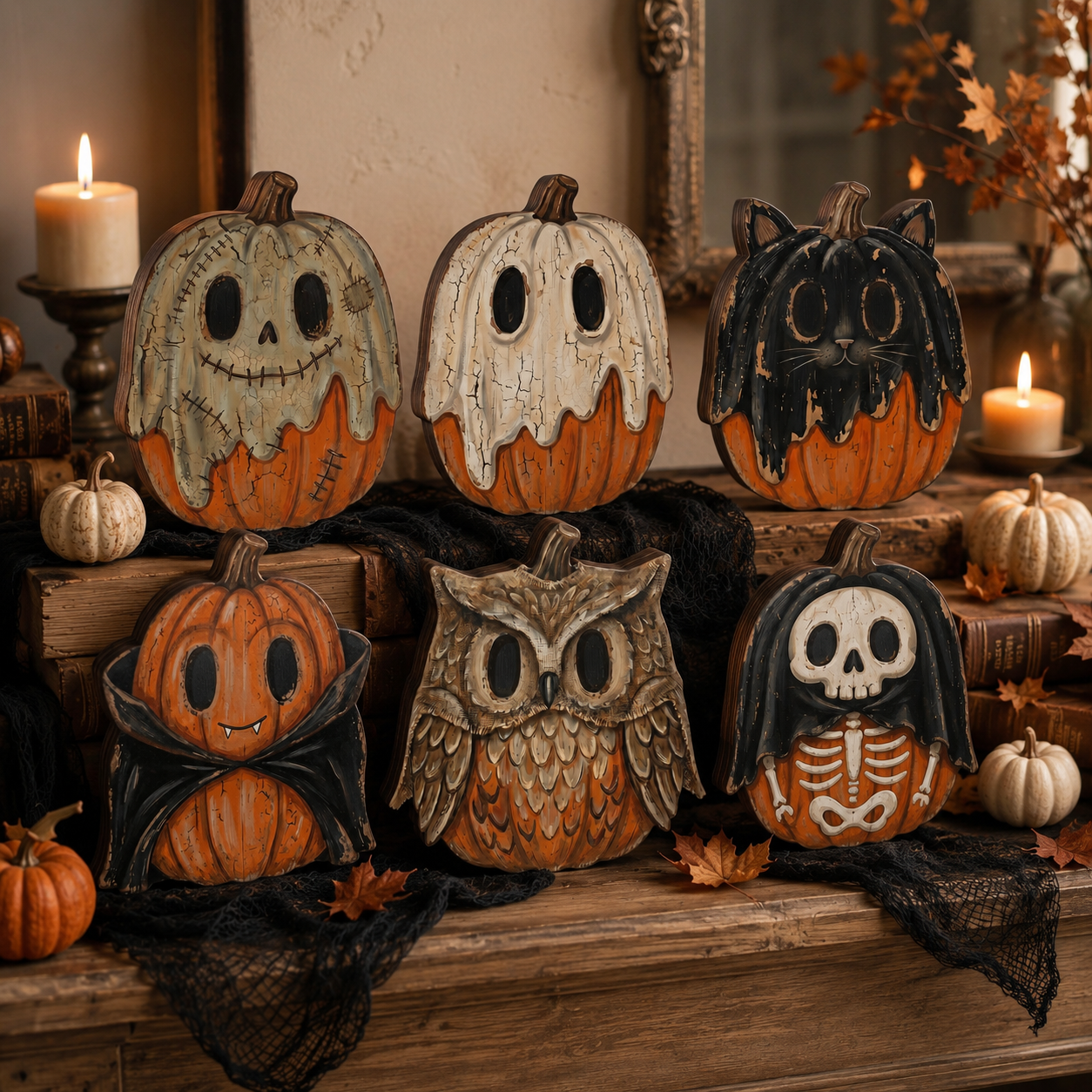 🎃 49% OFF Today | Vintage Wooden Pumpkin Tabletop Decor 🍂 Rustic Halloween Home Decoration