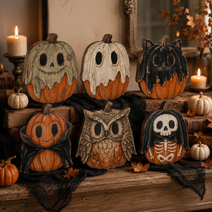 🎃 49% OFF Today | Vintage Wooden Pumpkin Tabletop Decor 🍂 Rustic Halloween Home Decoration