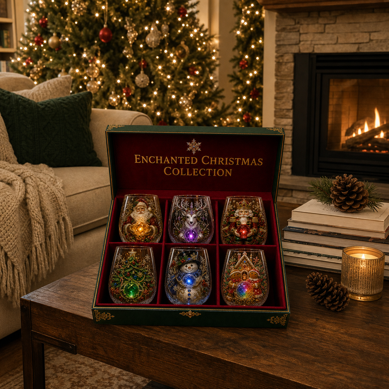 🎄✨ Enchanted Christmas Crystal Glass Art Cup | Bright Raised 3D Holiday Glassware for Whiskey, Festive Décor & Magical Gifts 🎁