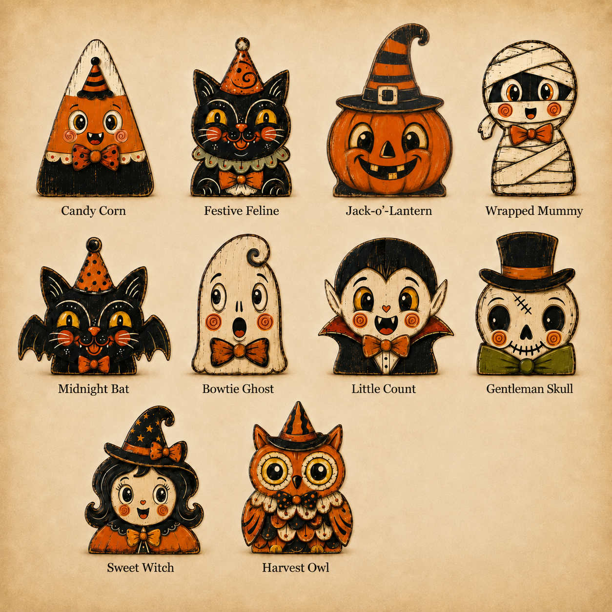 🎃 2026 Hot Sale Vintage Halloween Wooden Character Tabletop Decor 🔥