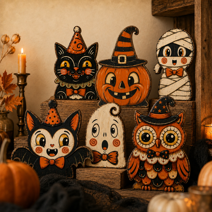 🎃 2026 Hot Sale Vintage Halloween Wooden Character Tabletop Decor 🔥