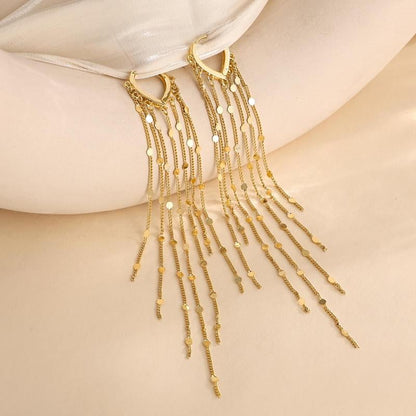 🎉✨14K Gold Plated Long Tassel Earrings for Women