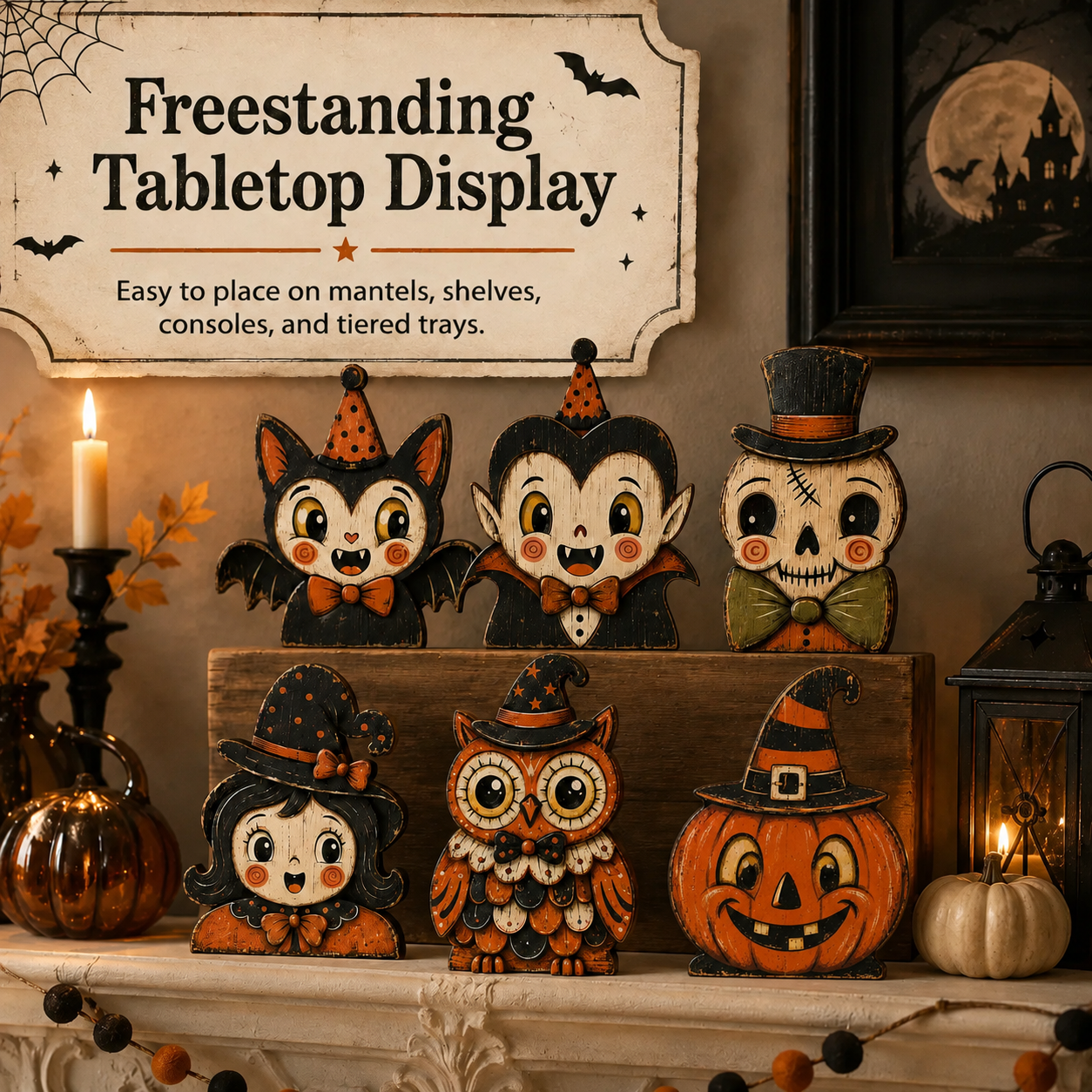 🎃 2026 Hot Sale Vintage Halloween Wooden Character Tabletop Decor 🔥