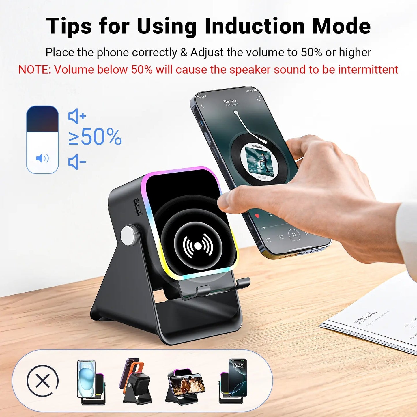 3-in-1 Wireless Speaker Phone Stand with Power Bank