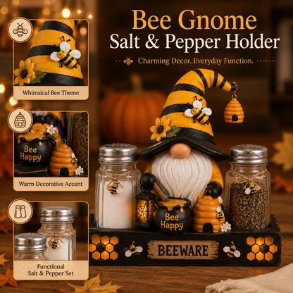 🎃 Glowing Halloween Gnome Salt & Pepper Holder Set – Includes 2 Glass Shakers