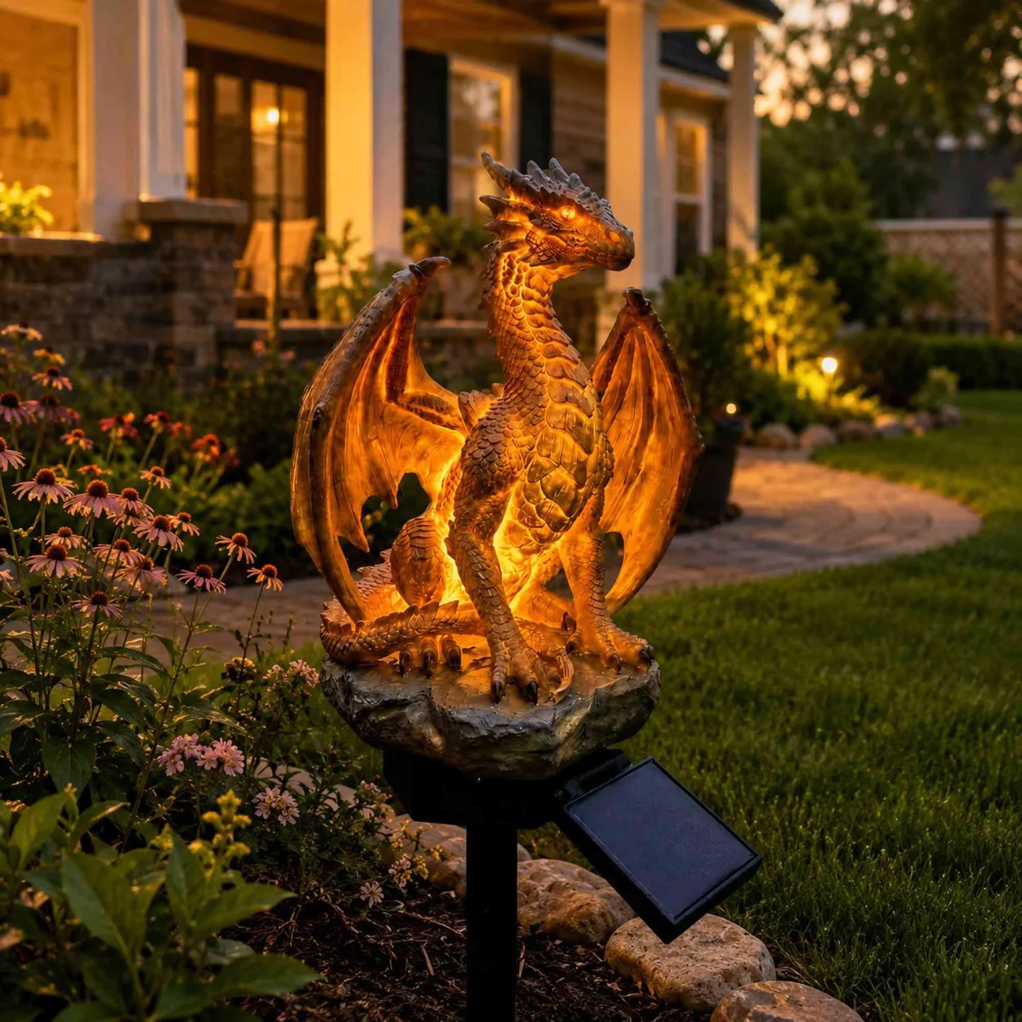 🎁 Dragon Lover's Gift 🐉 Solar LED Dragon Statue – Waterproof Garden & Patio Ornament