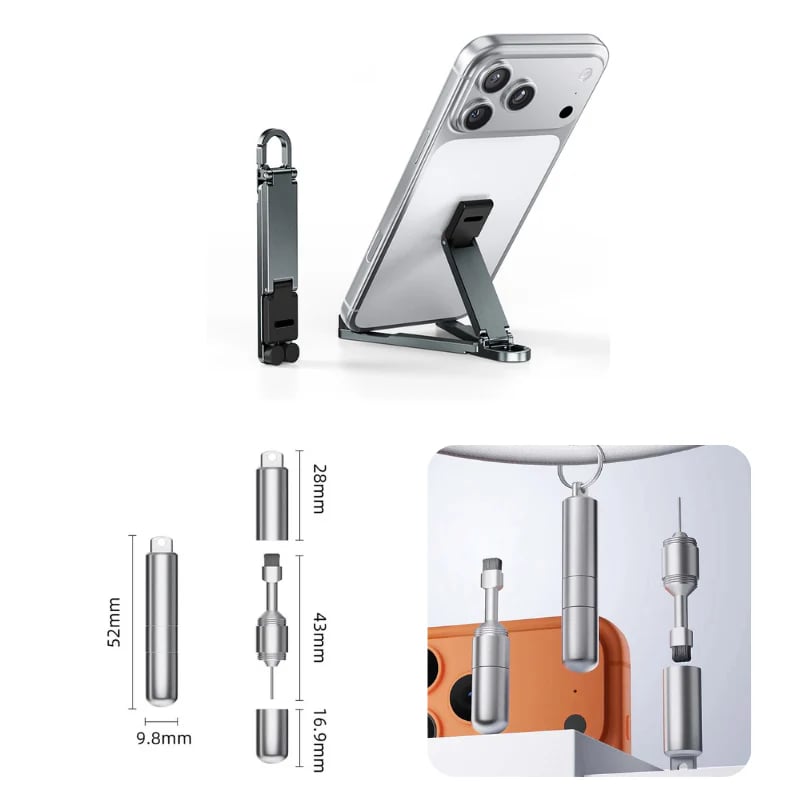Mini Aluminum Phone Stand Keychain Foldable Desktop Holder
