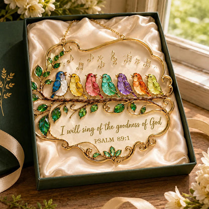 🎵 Psalm 89:1 Songbird Window Suncatcher | Faith Decor with Colorful Birds & Scripture 🕊️✨