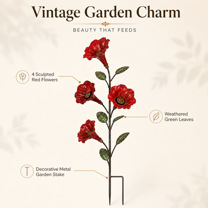 Vintage 4-Flower Hummingbird Feeder Garden Stake