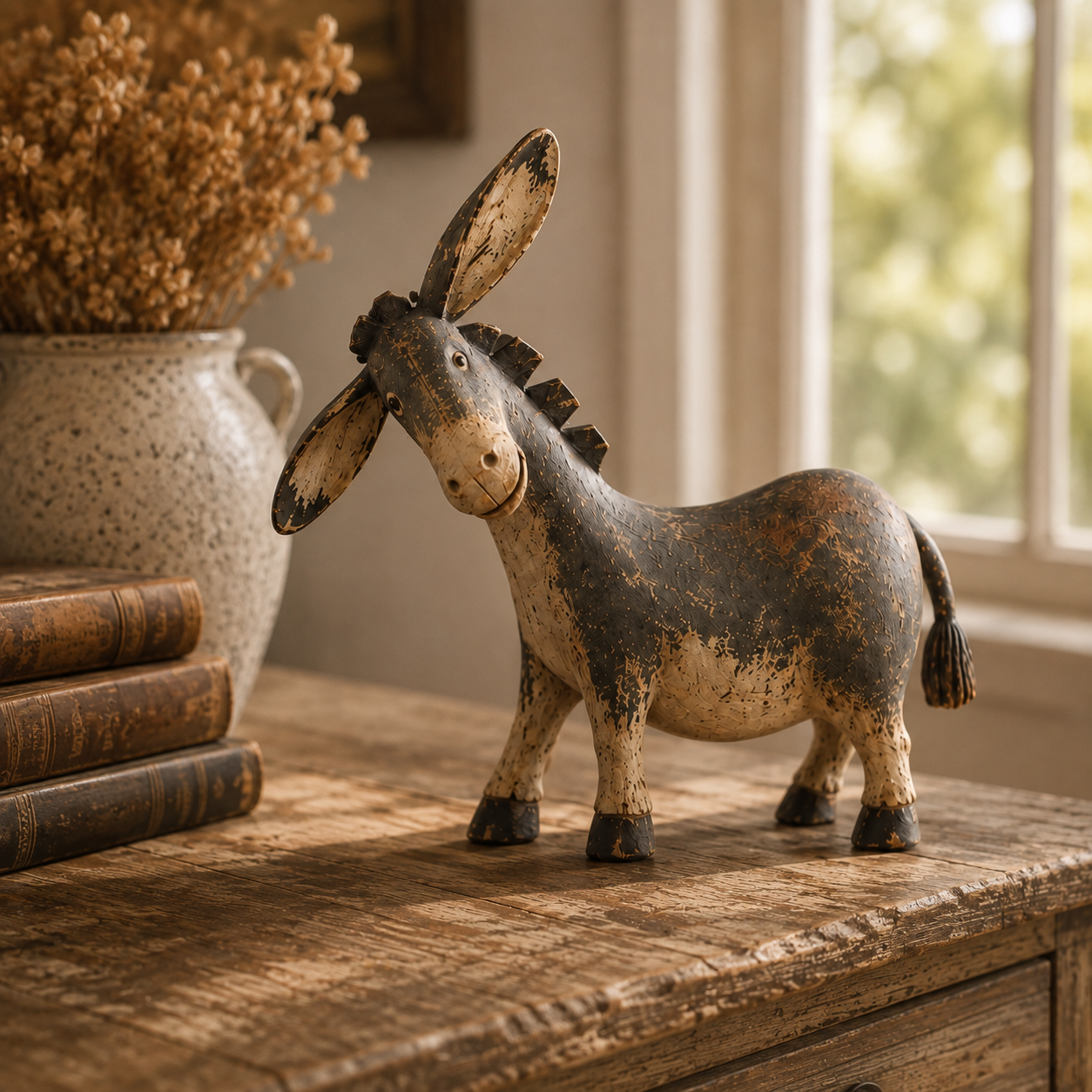 Rustic Donkey Figurine for Farmhouse Decor