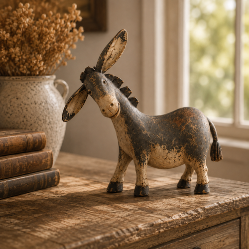 Rustic Donkey Figurine for Farmhouse Decor