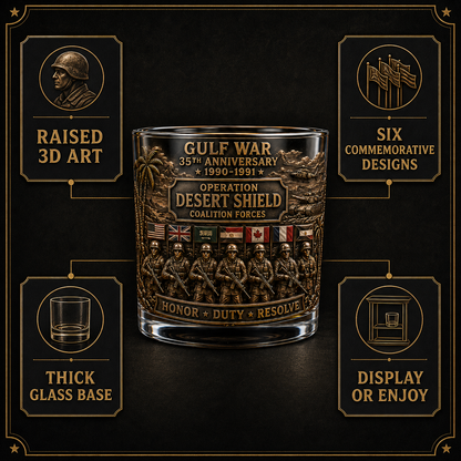 Gulf War 35th Anniversary Commemorative Whiskey Glass – Raised Tribute Barware