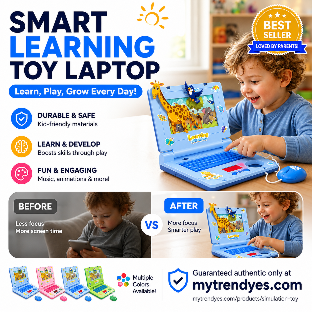 👧Educational toys to boost kids' thinking skills！🖥️Interactive Simulation Toy Laptop