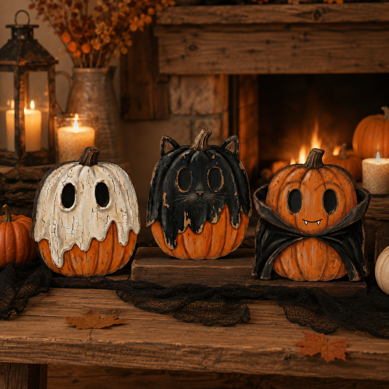 🎃 49% OFF Today | Vintage Wooden Pumpkin Tabletop Decor 🍂 Rustic Halloween Home Decoration