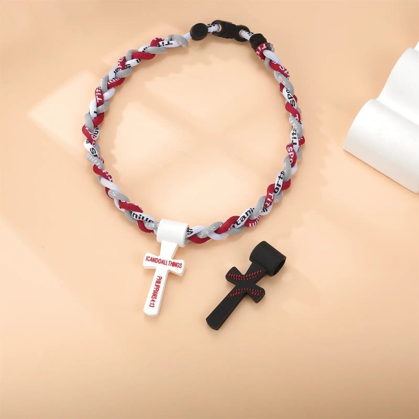 ⚾✝️ Triple-Rope Baseball Cross Necklace | Inspirational Sports Pendant with Faith Charm