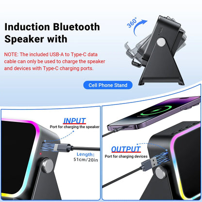 3-in-1 Wireless Speaker Phone Stand with Power Bank