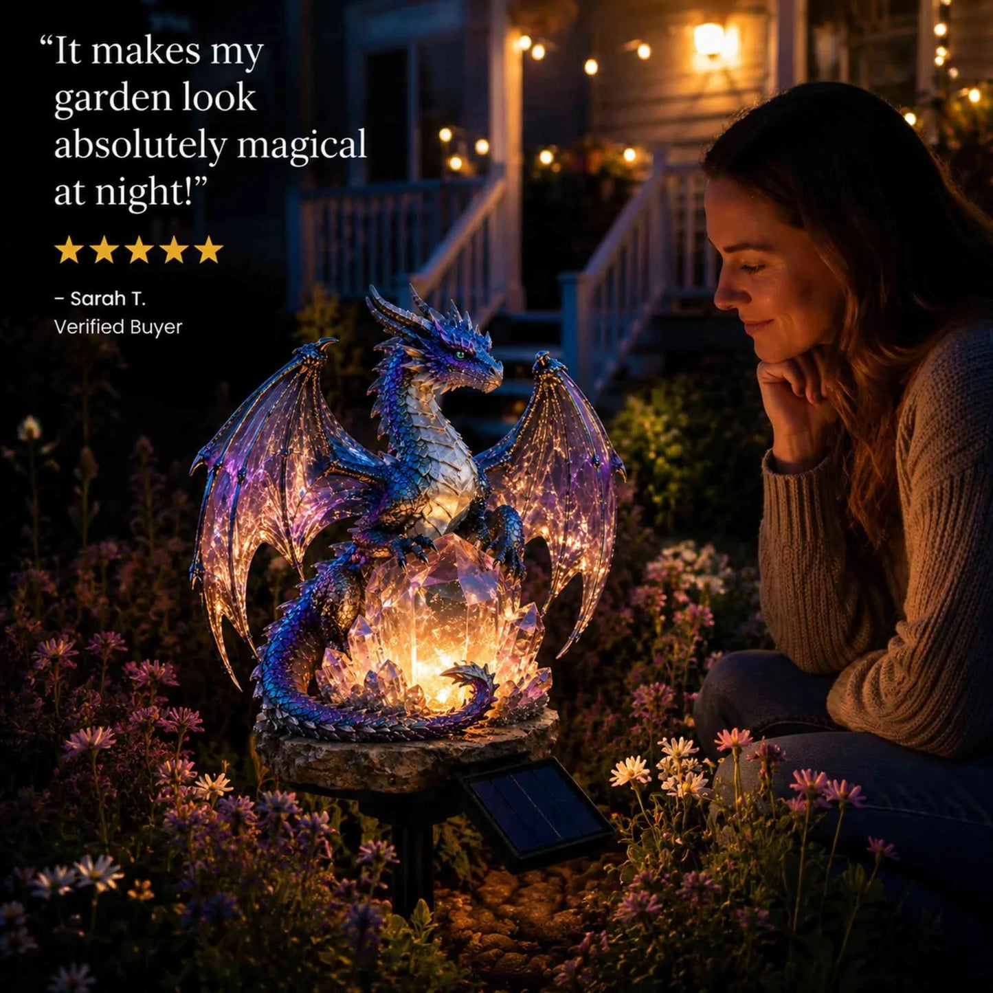 🎁 Dragon Lover's Gift 🐉 Solar LED Dragon Statue – Waterproof Garden & Patio Ornament
