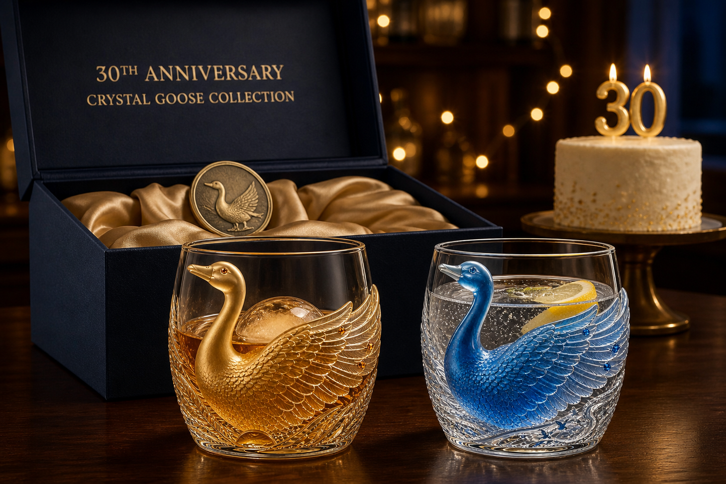 🪿Crystal Goose Glass Art Cup – 3D Raised Collectible Lowball Glass