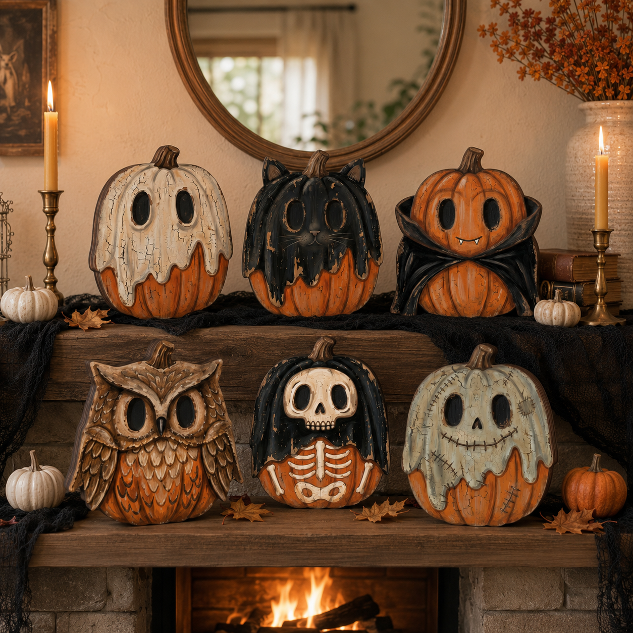 🎃 49% OFF Today | Vintage Wooden Pumpkin Tabletop Decor 🍂 Rustic Halloween Home Decoration