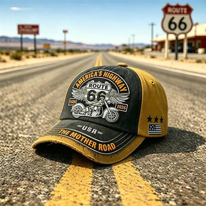 🏍️ 49% OFF Today | Retro Route 66 Anniversary Baseball Cap 🧢 100% Cotton Casual Travel Hat