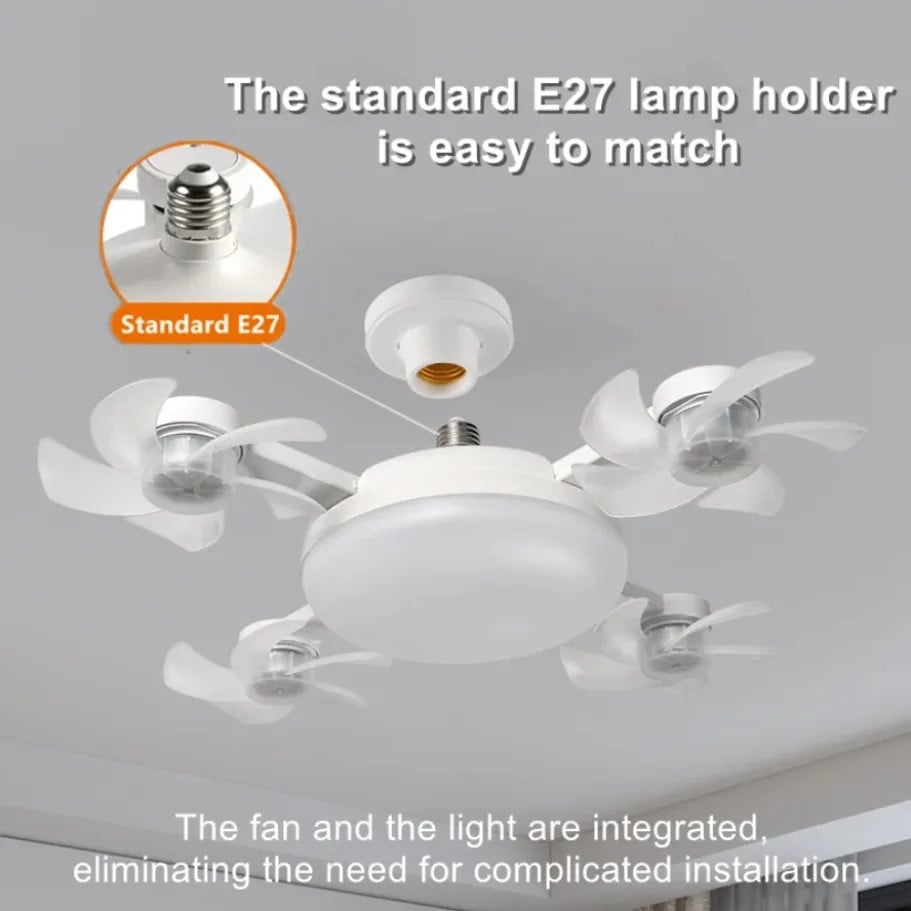 2-in-1 E27 Ceiling Fan Light with Remote Control