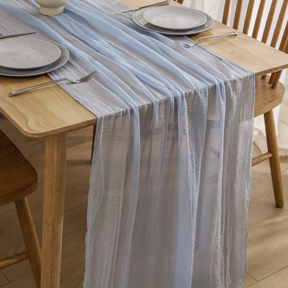 Boho Crinkle Gauze Table Runner 120 Inches for Weddings, Parties & Home Decor