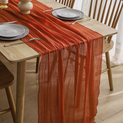 Boho Crinkle Gauze Table Runner 120 Inches for Weddings, Parties & Home Decor