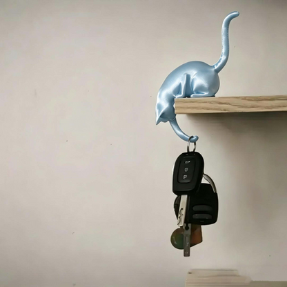 🐈‍Whimsical Cat Shelf Sitter with LED Lantern – Cute Bookshelf Decor & Handy Key Hook