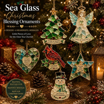 🔥Last Day 50% OFF 🎄 Sea Glass Christmas Blessing Ornaments