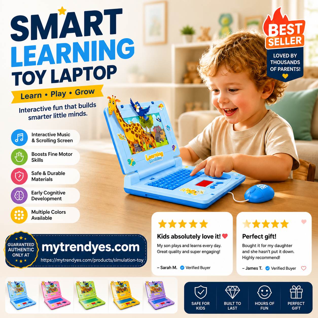 👧Educational toys to boost kids' thinking skills！🖥️Interactive Simulation Toy Laptop