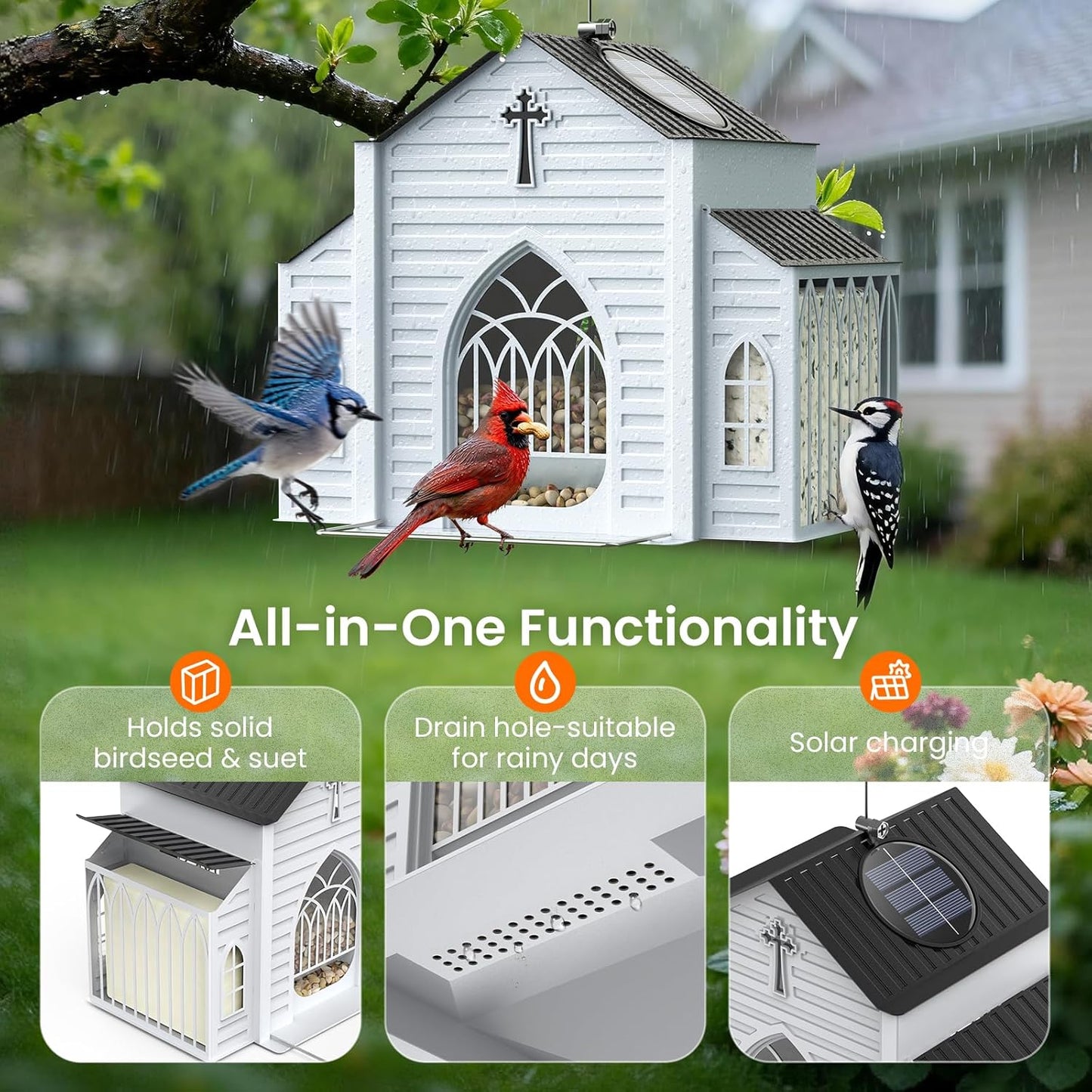 ✝️Last Day 50% OFF-🔥Church-Shaped Metal Solar Bird Feeder